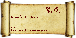Novák Oros névjegykártya